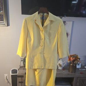 Travis Ayers Bright Yellow Jacket & Skirt Ensemble